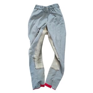 Vtg German Equestrian Riding Breeches Size 38‎ Full Seat Suede Patch Lycra